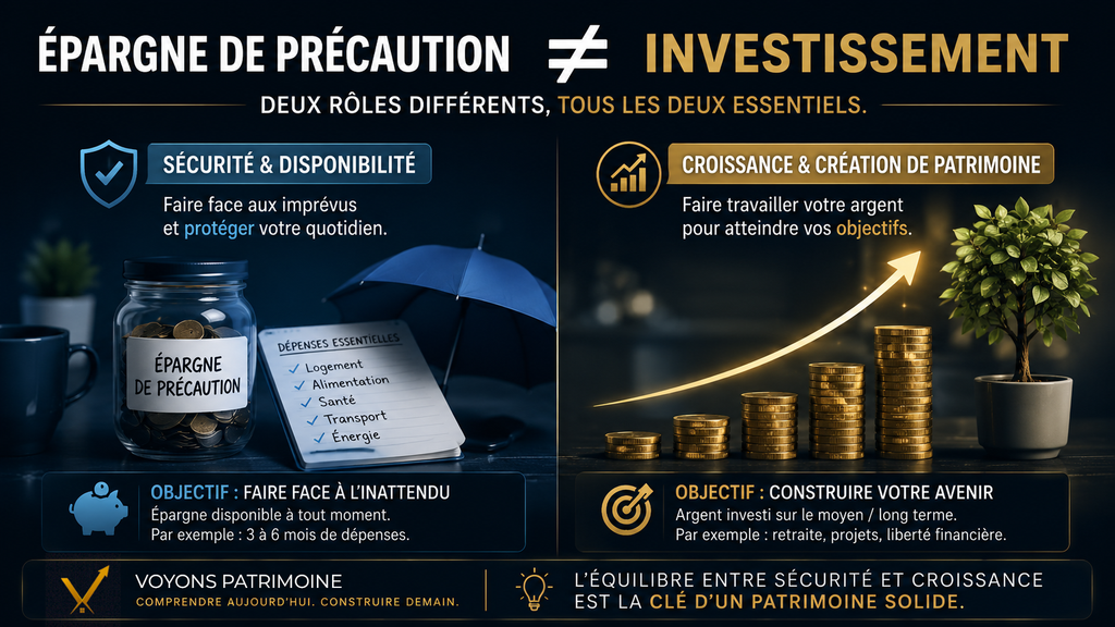 Épargne de précaution et investissement : deux rôles complémentaires pour votre argent dans une allocation patrimoniale
