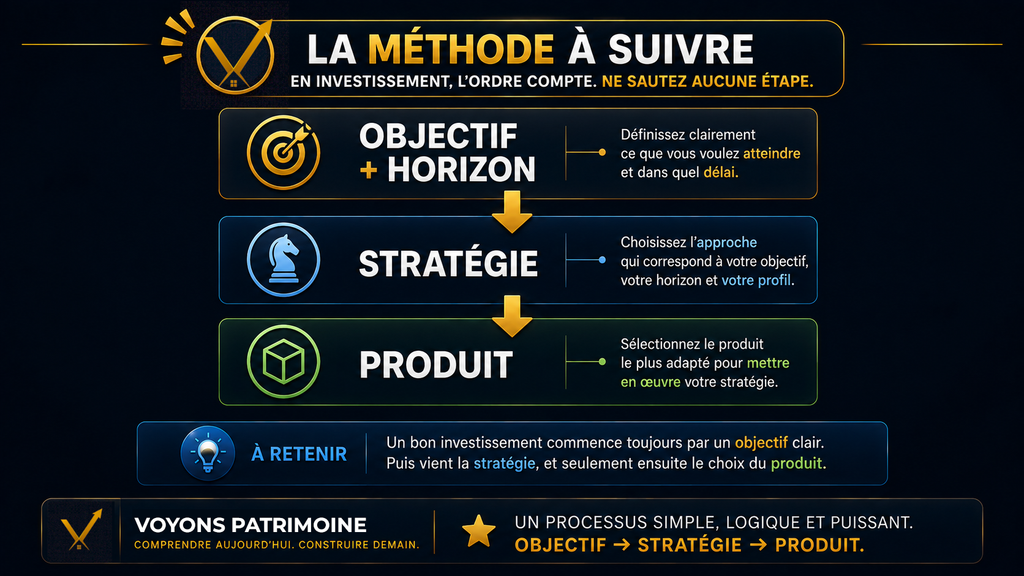Méthode d’investissement pour investir 10000 euros : définir son objectif et son horizon avant de choisir une stratégie puis un produit