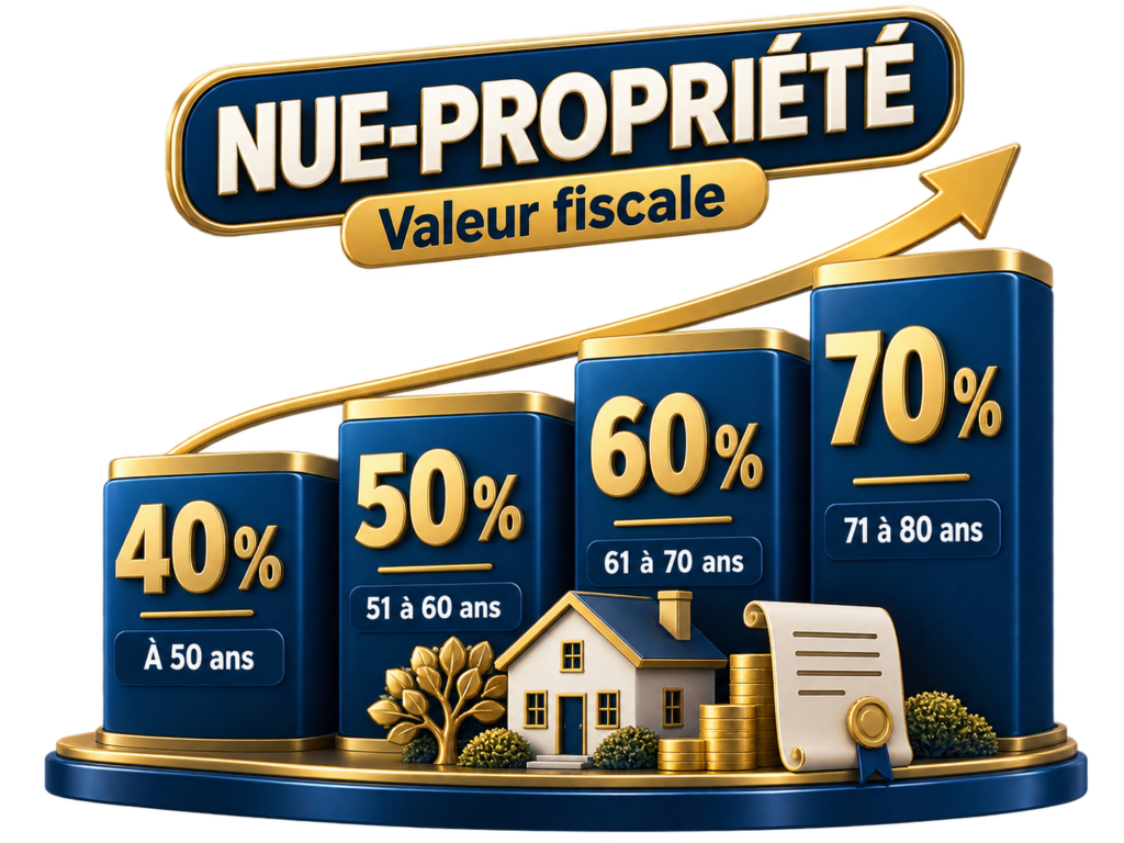 Les droits de donation sont calculés sur la valeur fiscale de la nue-propriété transmise.